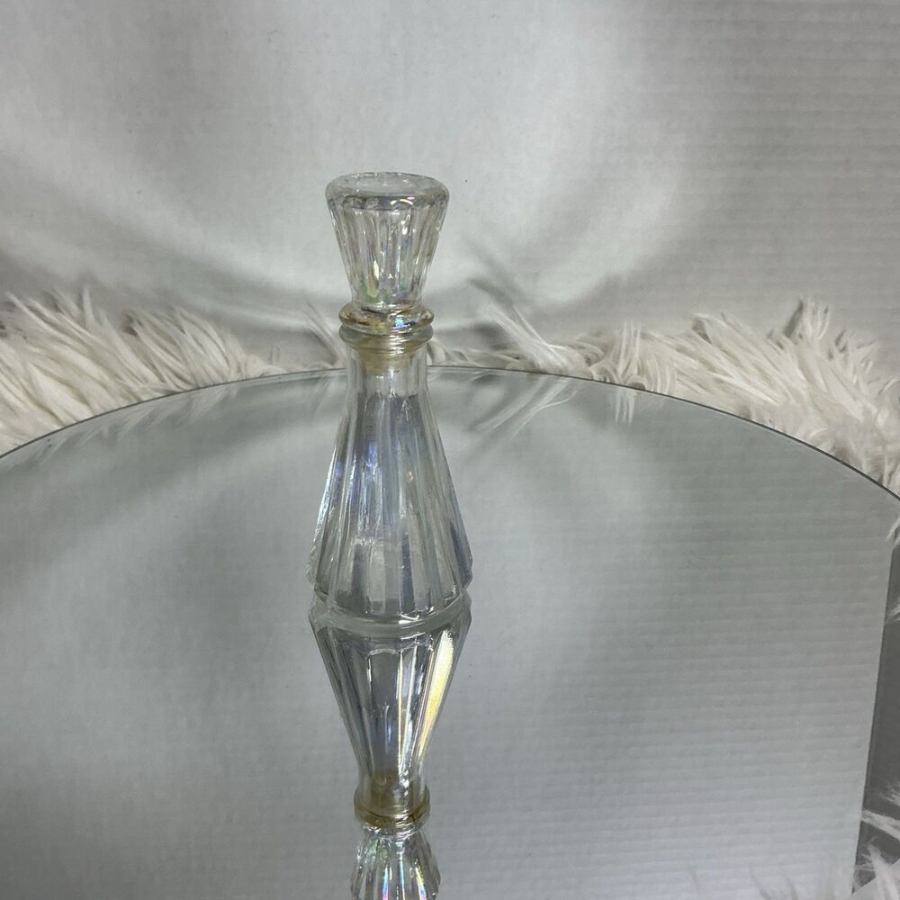 Vintage Opalescent Crystal Glass Perfume Bottle 4" x 1.7"